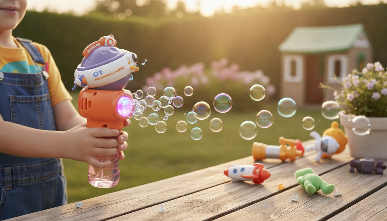 Space UFO Bubble Blaster: Lights, Music & Spin Fun